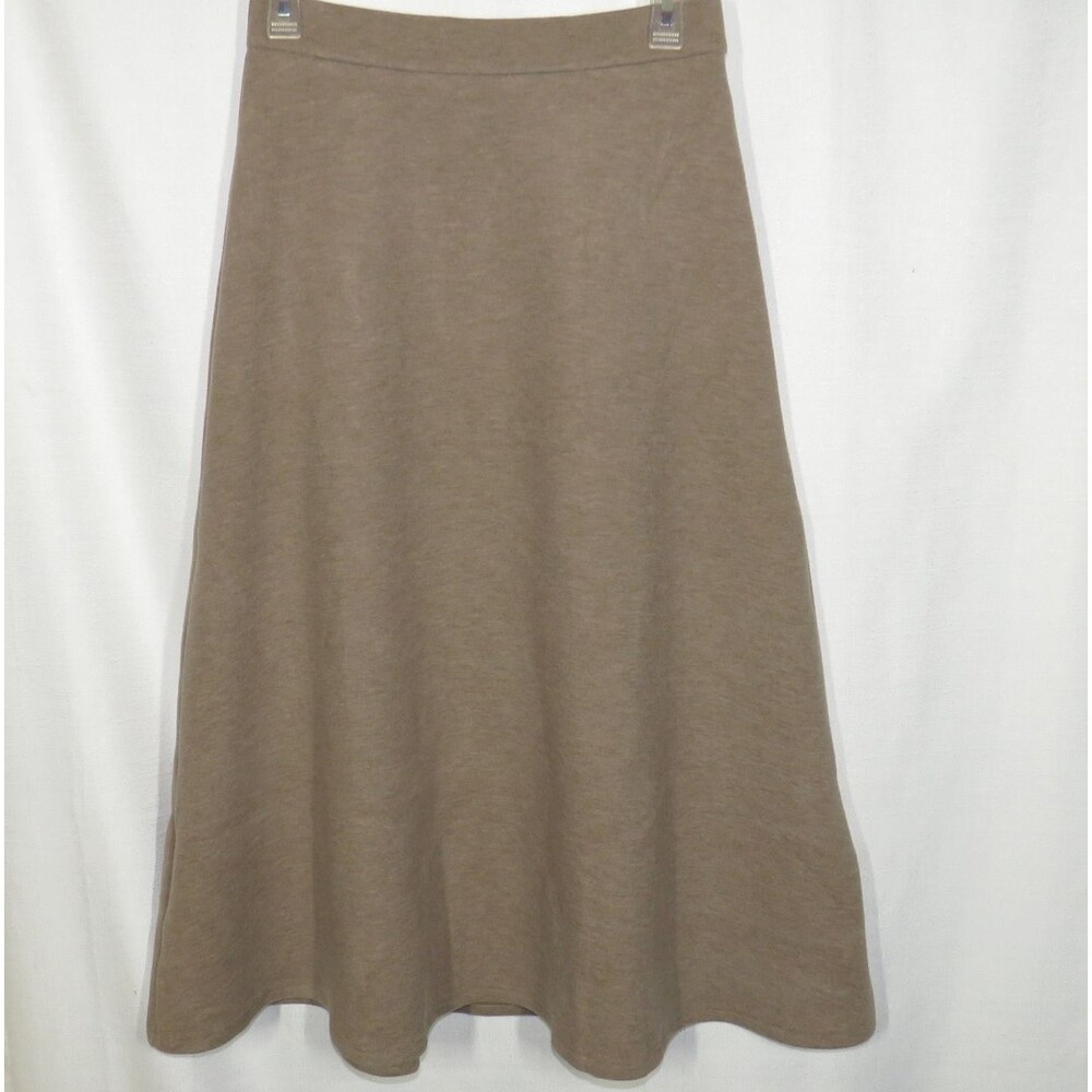 OGL FuzzLuxe Soft Cozy Wool Blend A Line Midi Skirt In Heather Taupe Size Small